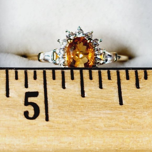 Jalisco Fire Opal & White Zircon ring in 14K YG vermeil over 925 SS 1.20 ct sz 7 - Picture 2 of 6